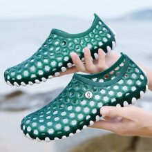 (Green & White, UK9 = EU43) Mens Women Beach Slip on Flat Barefoot Water Shoes Clogs Garden Swim Sandals