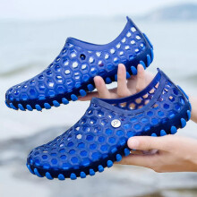 (Blue, UK9 = EU43) Mens Women Beach Slip on Flat Barefoot Water Shoes Clogs Garden Swim Sandals