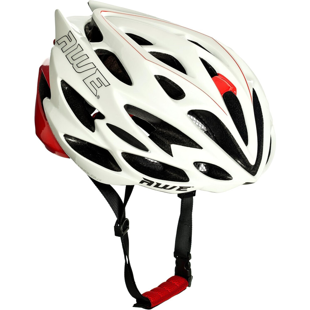 AWE AWESpeed In Mould Adult E-Bike/Bike Road Racing Helmet 58-61cm White/Red CE EN1078 APPROVED