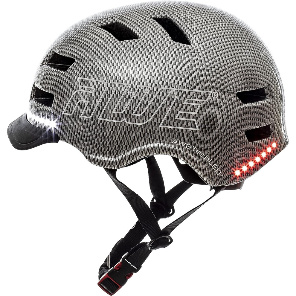 AWE AWETech LED USB Helmet, 360 MEGAVisibility 28 Super Bright LED's, E-Bike/E-Scooter/Bike Graphite Large Junior/Adult 58-61cm Fully Rechargeable C