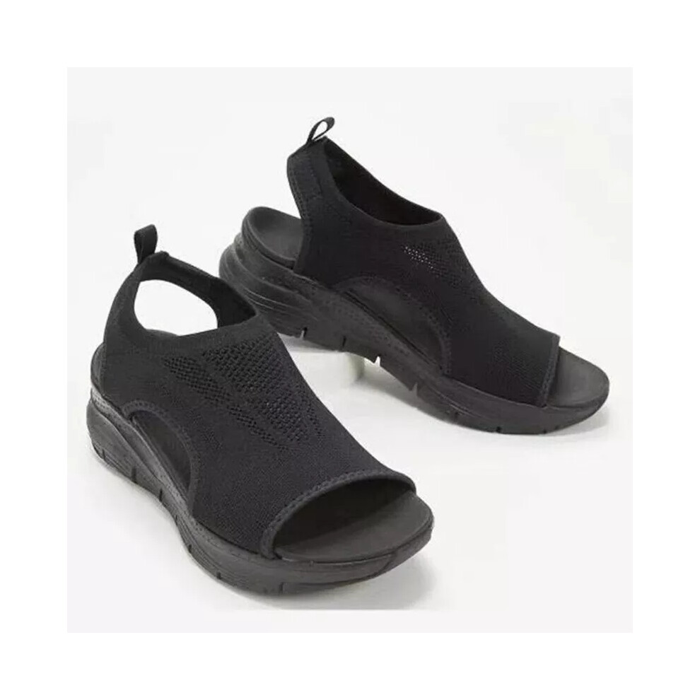 (Black, UK4 EU37) Ladies Shoes Size Summer Comfort Flat Women Casual Orthopedic Wedge Sandals