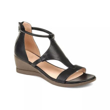 (Black, UK5.5=EU39) UK Women Strap Beach Shoes Ladies Comfort Gladiator Summer Low Wedge Sandals