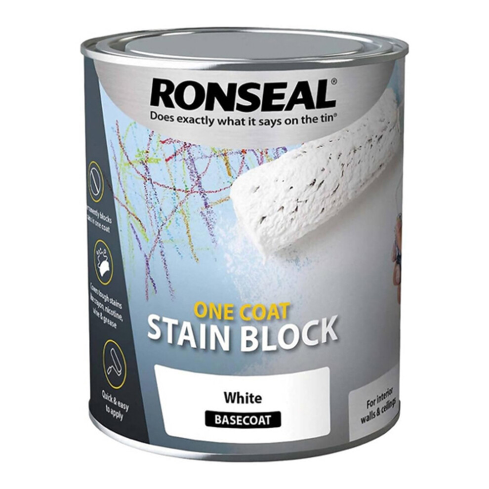 Ronseal 37301 One Coat Stain Block White 750ml