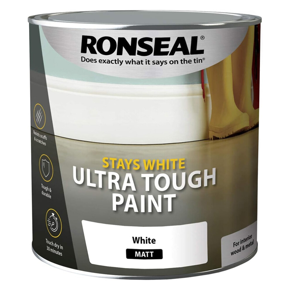 Ronseal Stays White Ultra Tough White Matt Paint 2.5L