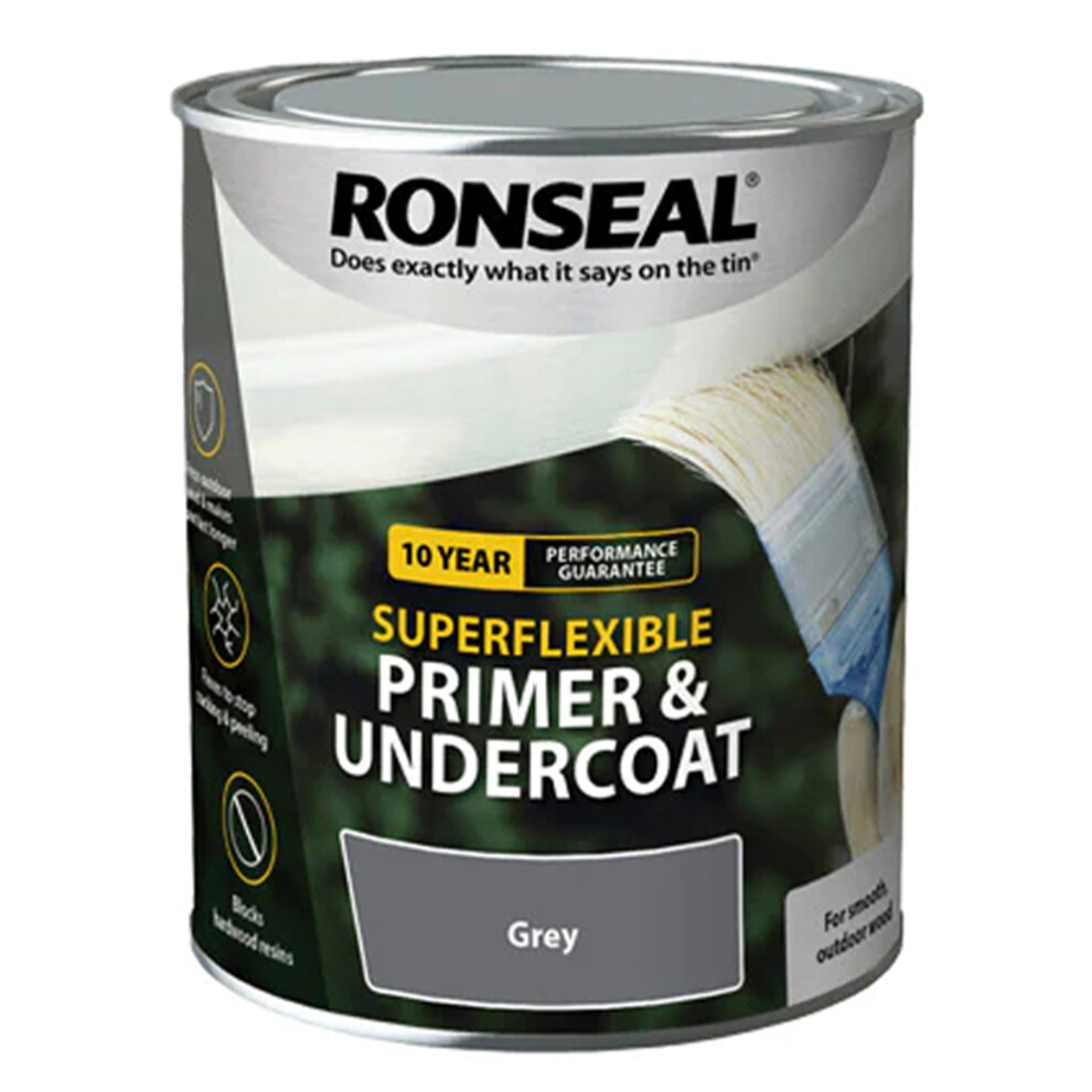 Ronseal 10 Year Superflexible Wood Primer & Undercoat Grey 750ml