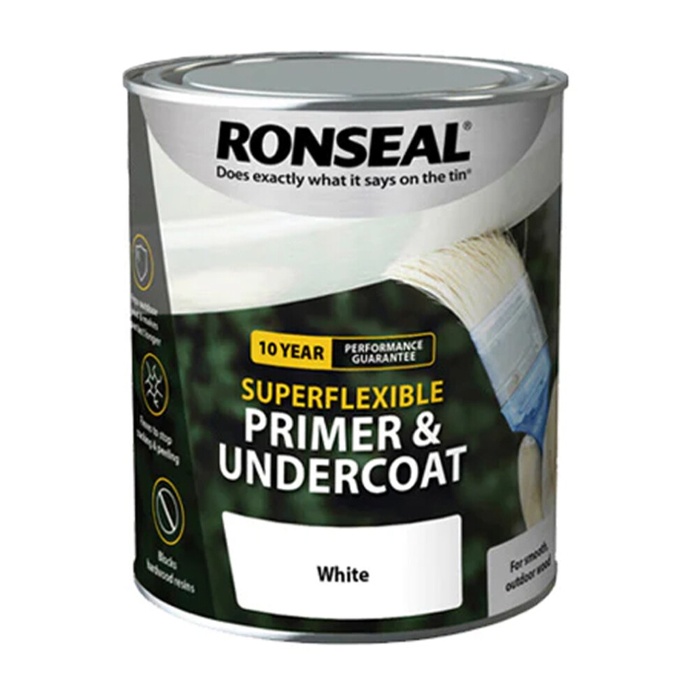 Ronseal 10 Year Superflexible Wood Primer & Undercoat White 750ml