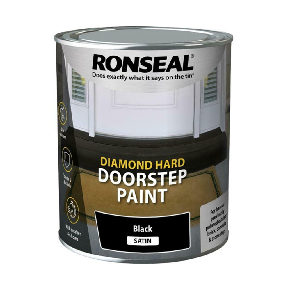 Ronseal Diamond Hard Doorstep Paint Black Satin 750ml
