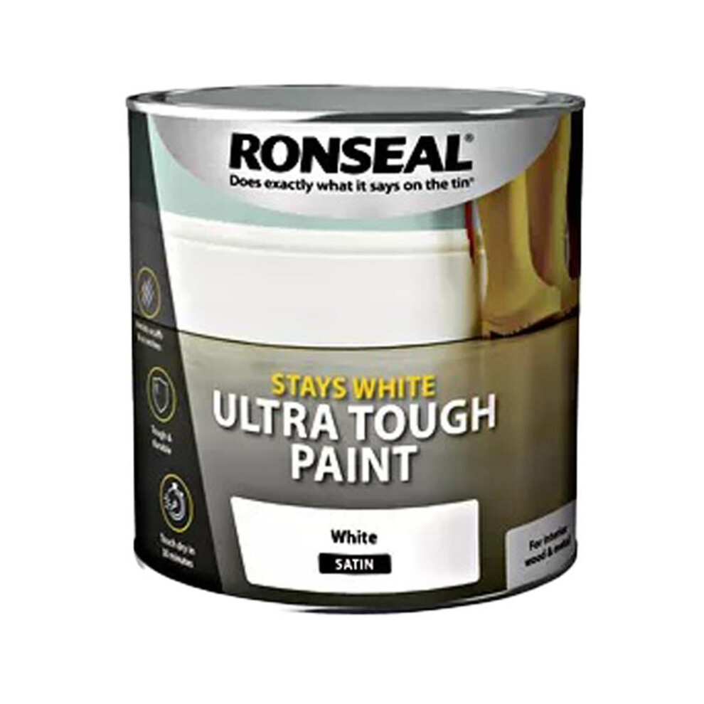 Ronseal Stays White Ultra Tough White Satin Paint 750Ml