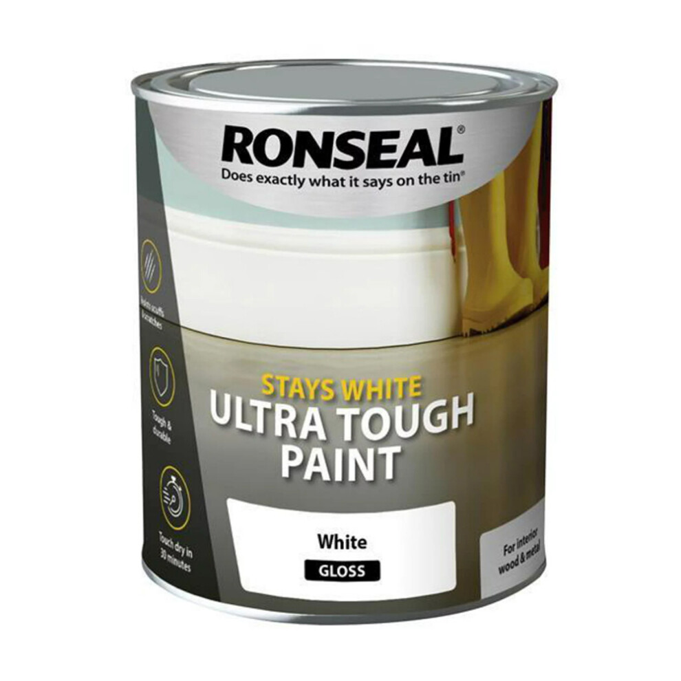 Ronseal Stays White Ultra Tough White Gloss Paint 2.5L