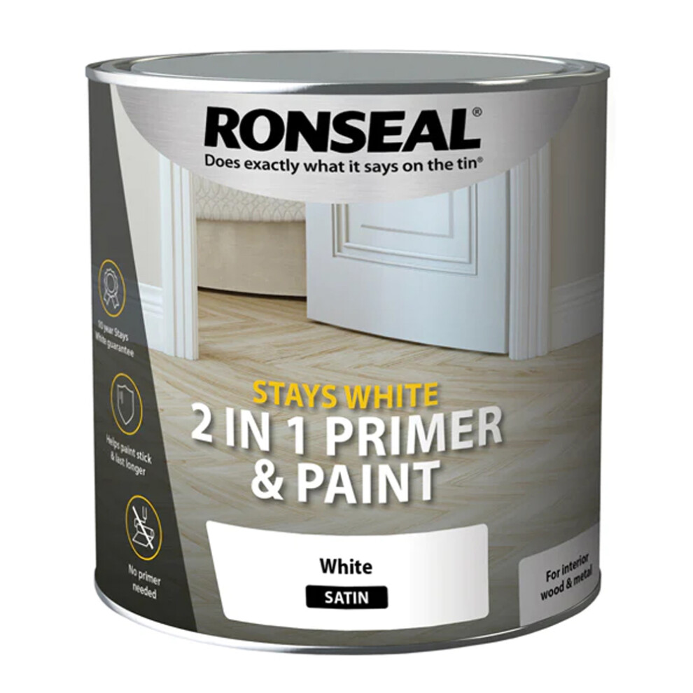 Ronseal Stays White 2in1 Paint & Primer Satin 2.5L