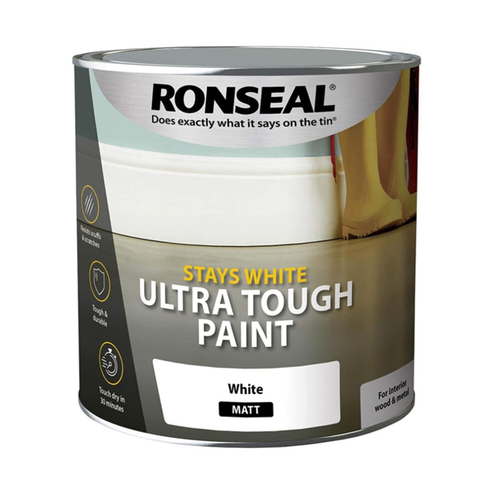 Ronseal Stays White Ultra Tough White Matt Paint 750ml
