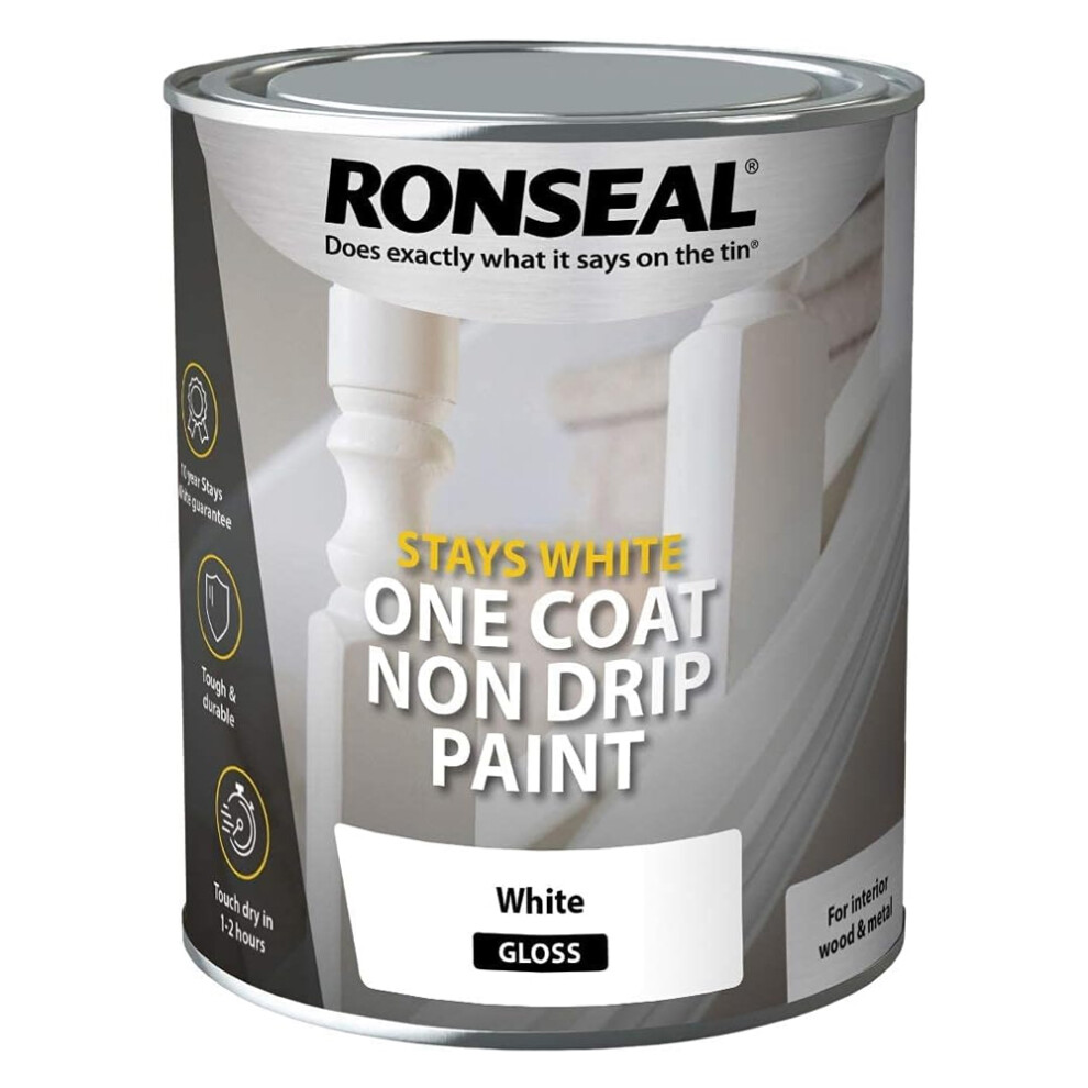 Ronseal Stays White One Coat Non-Drip Paint Gloss 2.5L