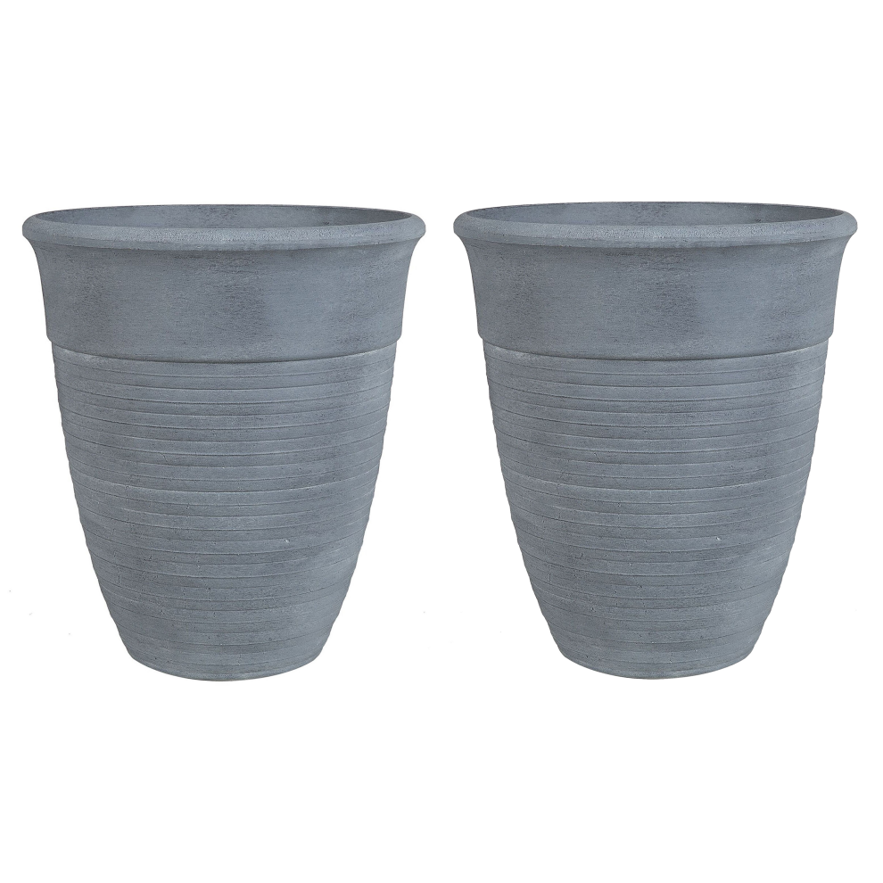 Set of 2 Plant Pots  43 cm Grey KATALIMA
