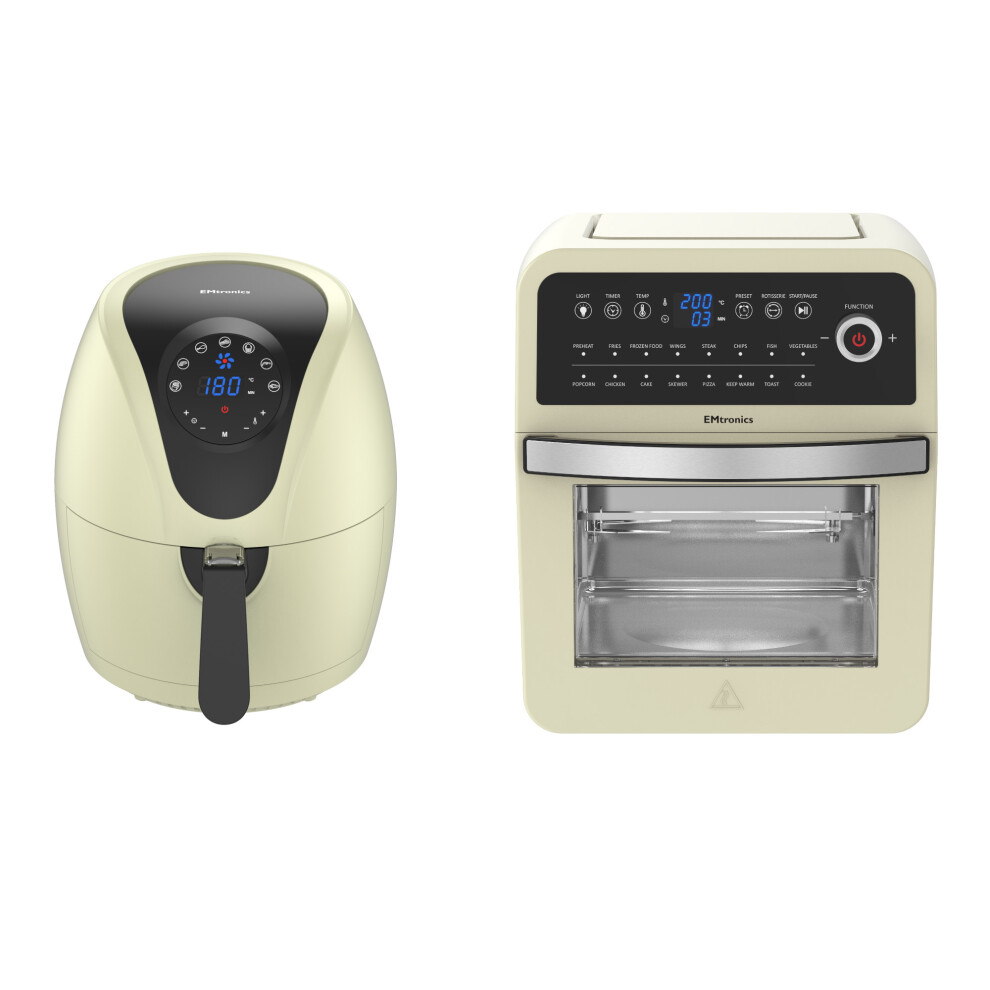 Emtronics 4.5L & 12L Air Fryer Set - Cream