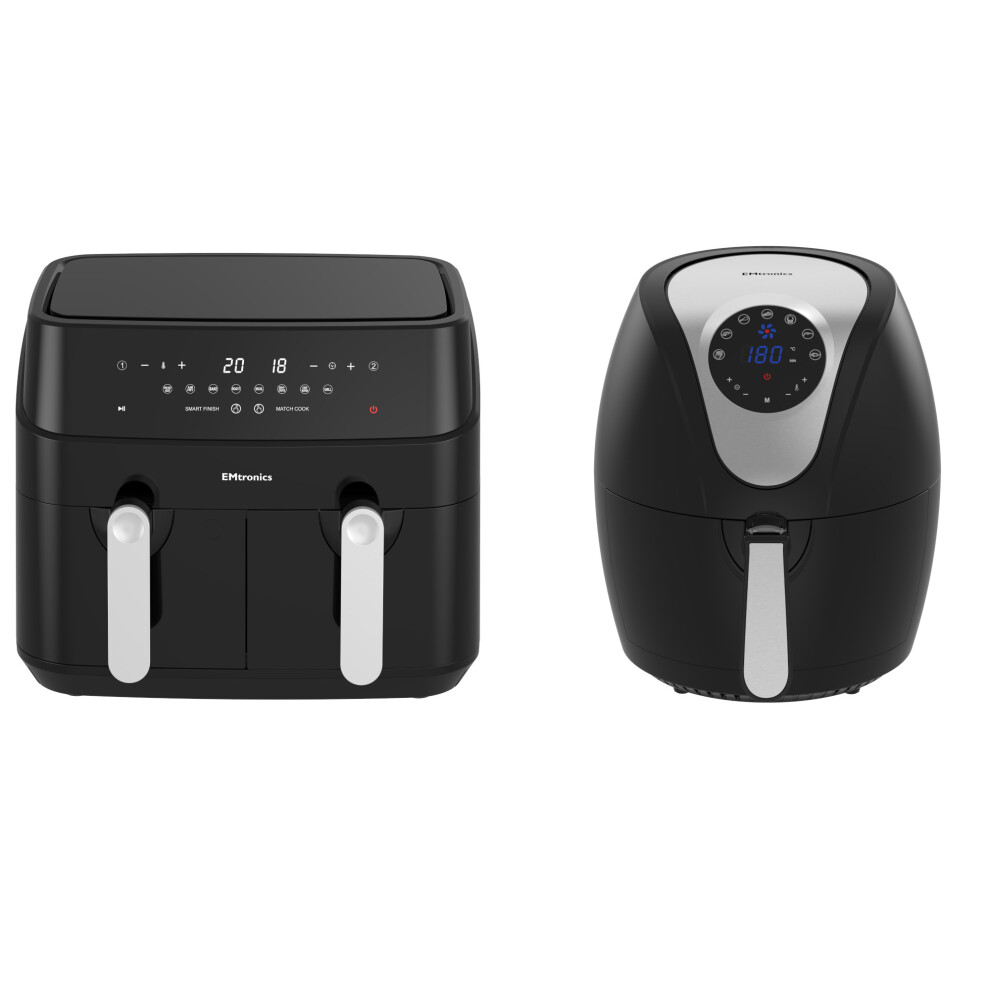 Emtronics Air Fryer 4.5 & 8 Litre Kitchen Set - Black