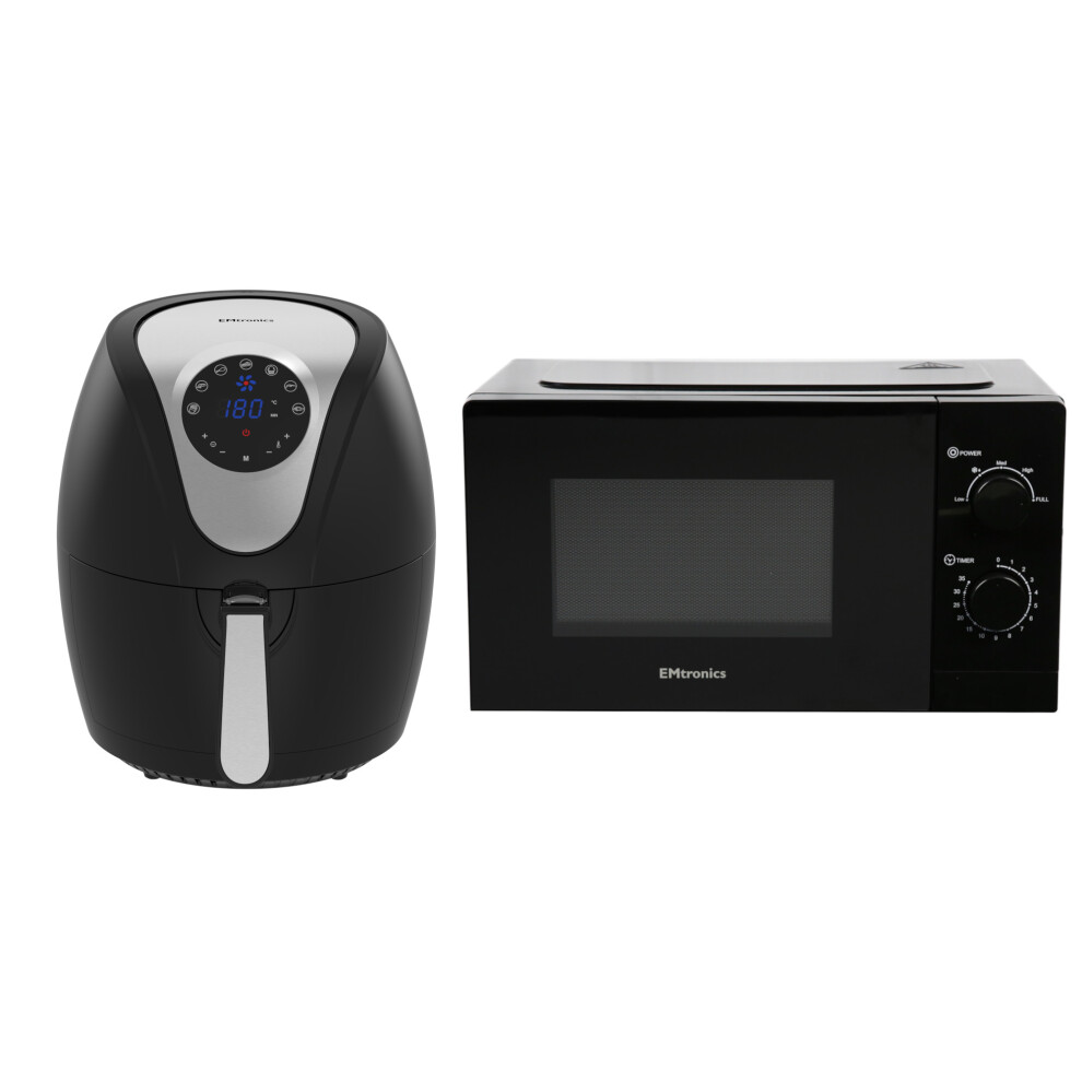 Emtronics 4.5L Air Fryer & 20L Microwave Kitchen Set - Black