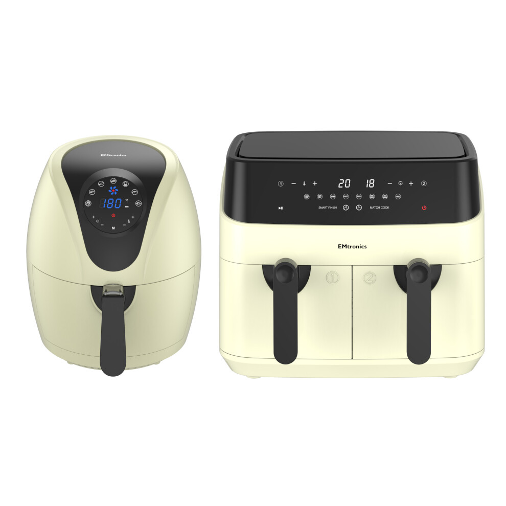 Emtronics 4.5L & 9L Air Fryer Set - Cream