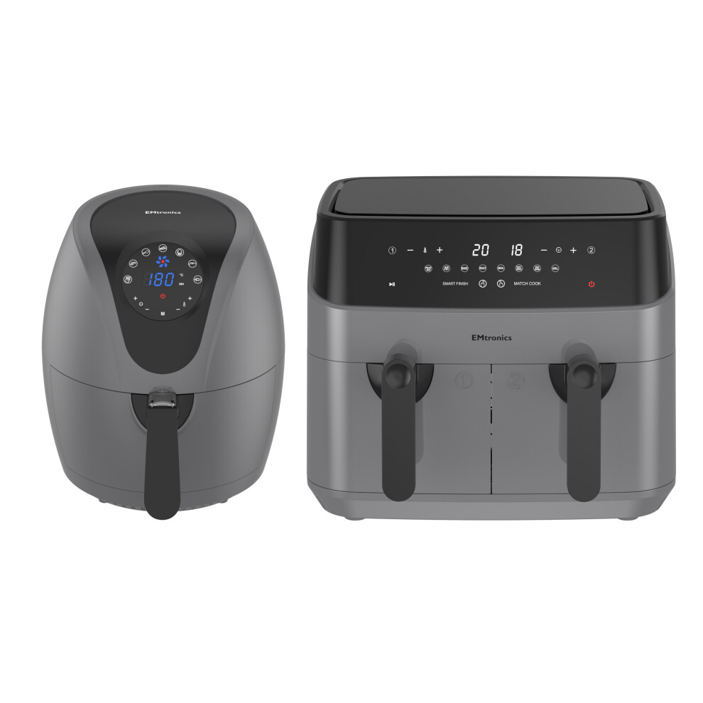 Emtronics 4.5L & 9L Air Fryer Set - Grey