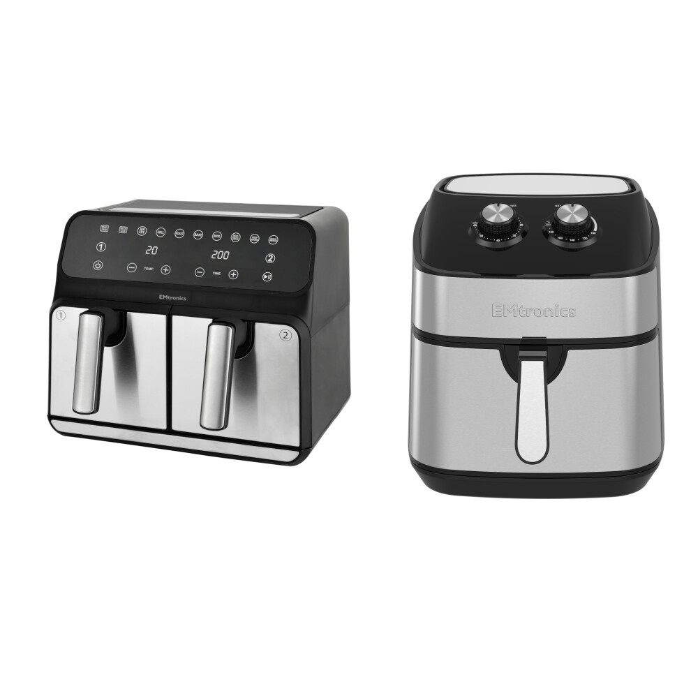 Emtronics Air Fryer Set in Silver 9L & 8L Kitchen Set