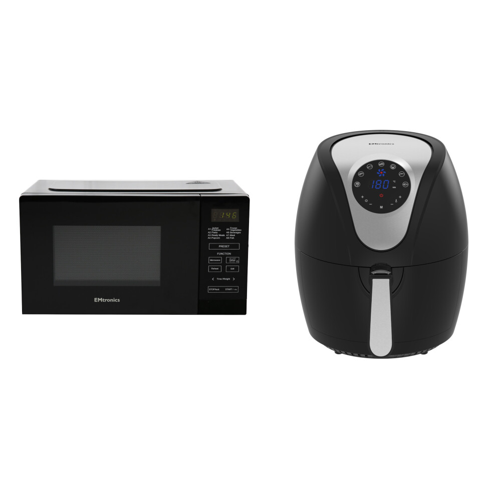 Emtronics Kitchen Set in Black 4.5L Air Fryer and 20L Microwave Grill