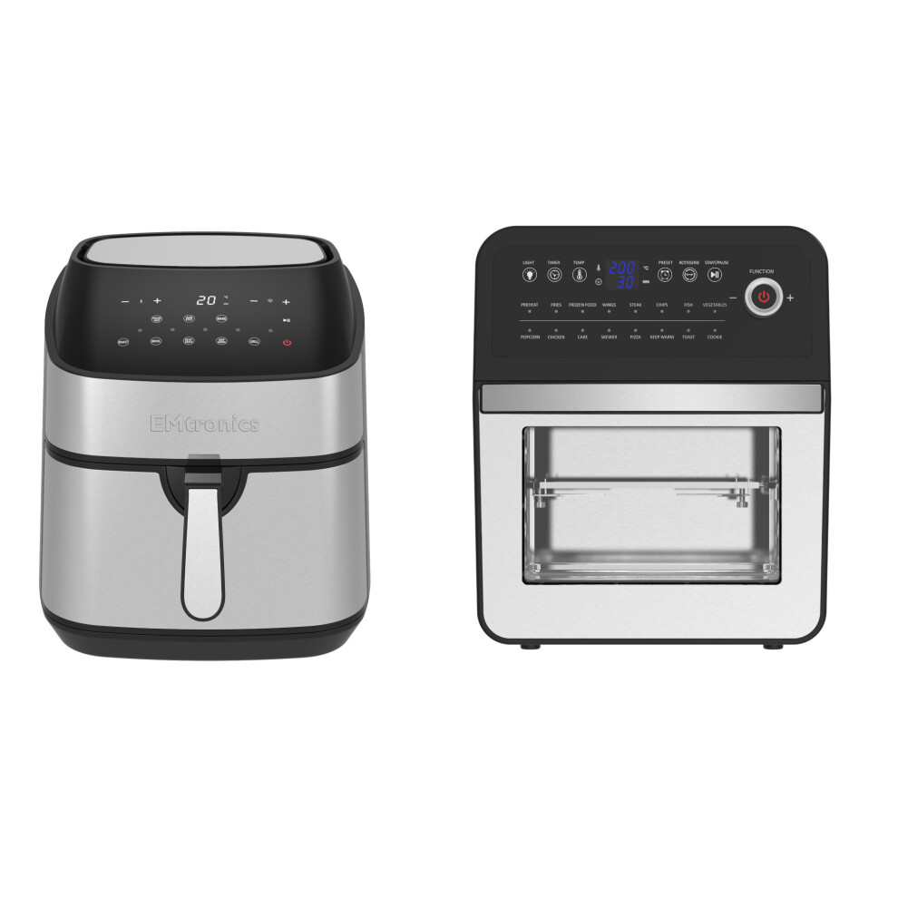 Emtronics Air Fryer Set in Silver 9L & 12L Kitchen Set