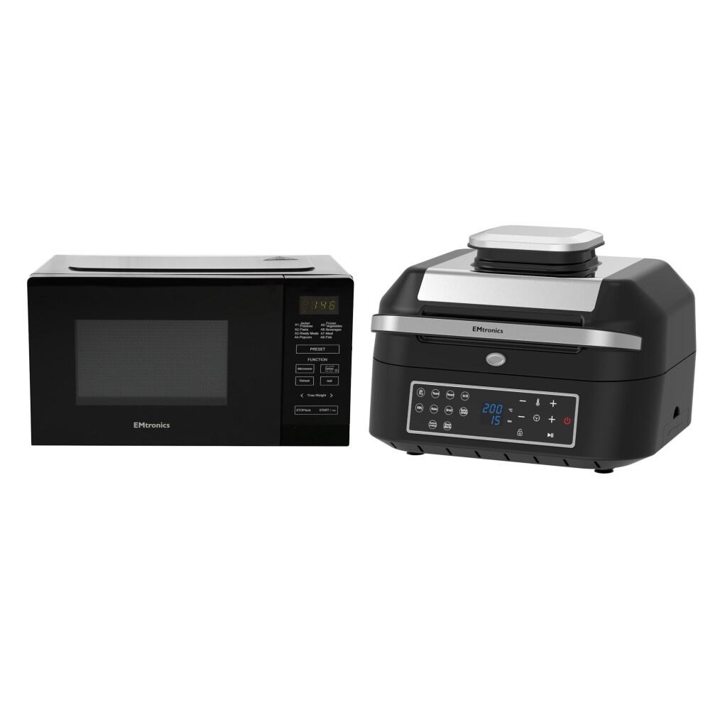 Emtronics Kitchen Set in Black 6.3L Air Fryer and 20L Microwave Grill