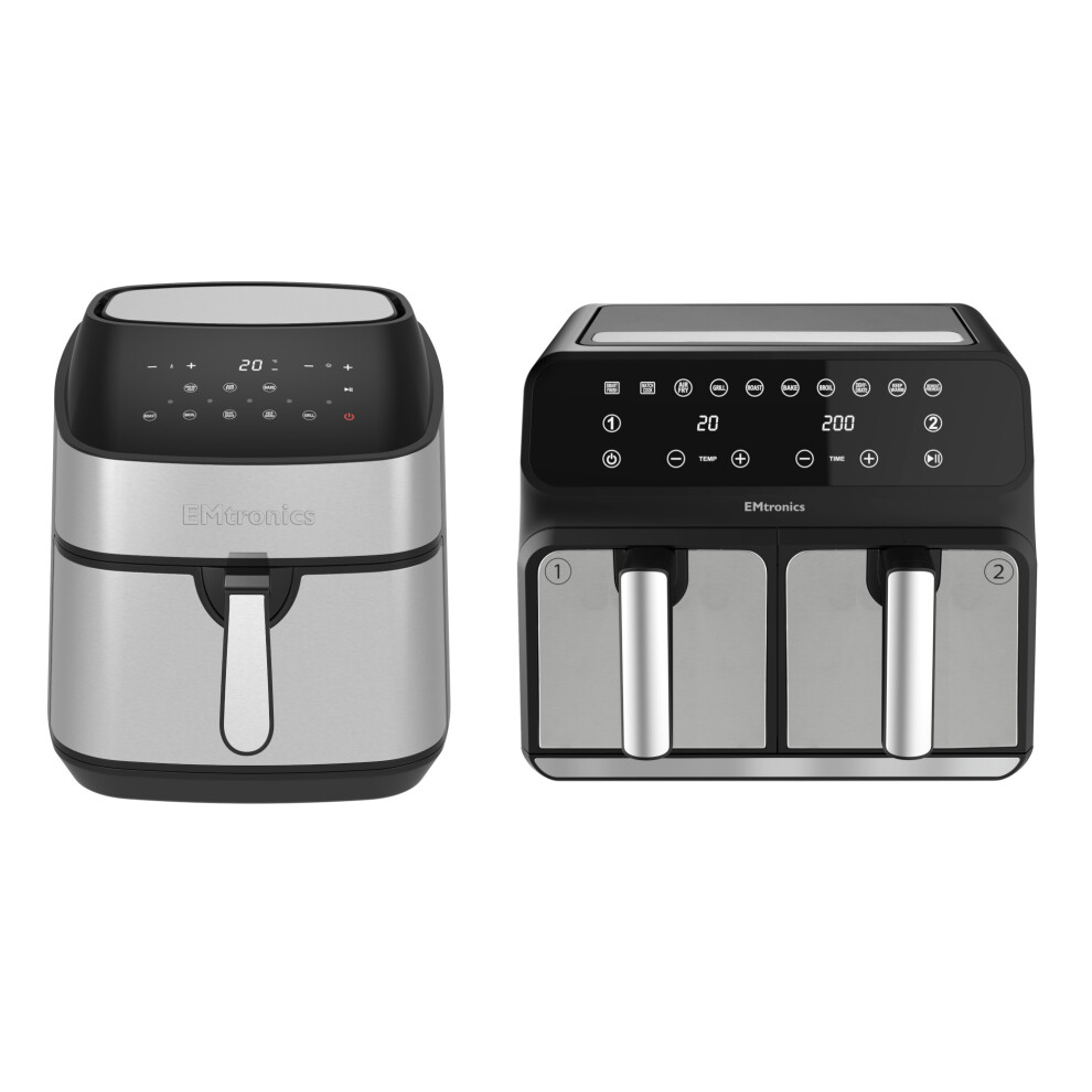 Emtronics Air Fryer Set in Silver 9L & 8L Kitchen Set