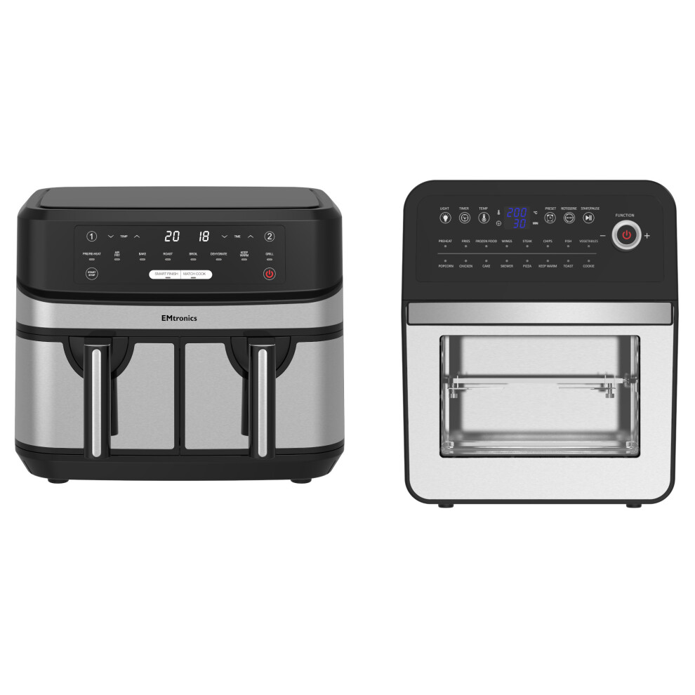 Emtronics Air Fryer Set in Silver 9L +12L Kitchen Set