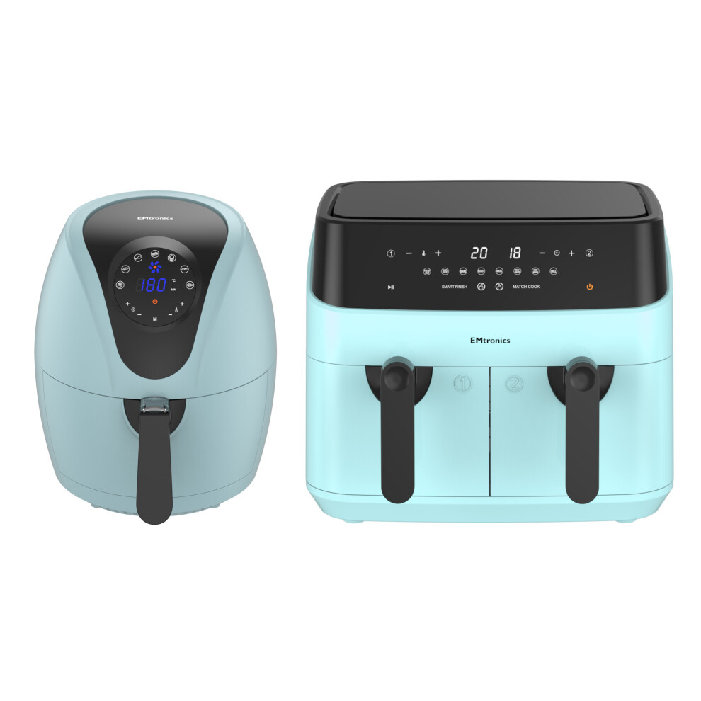 Emtronics 4.5L & 9L Air Fryer Set - Aqua Blue