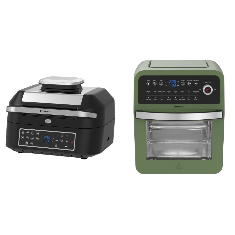 Emtronics Air Fryer 6.3 & Sage Green 12 Litre Kitchen Set