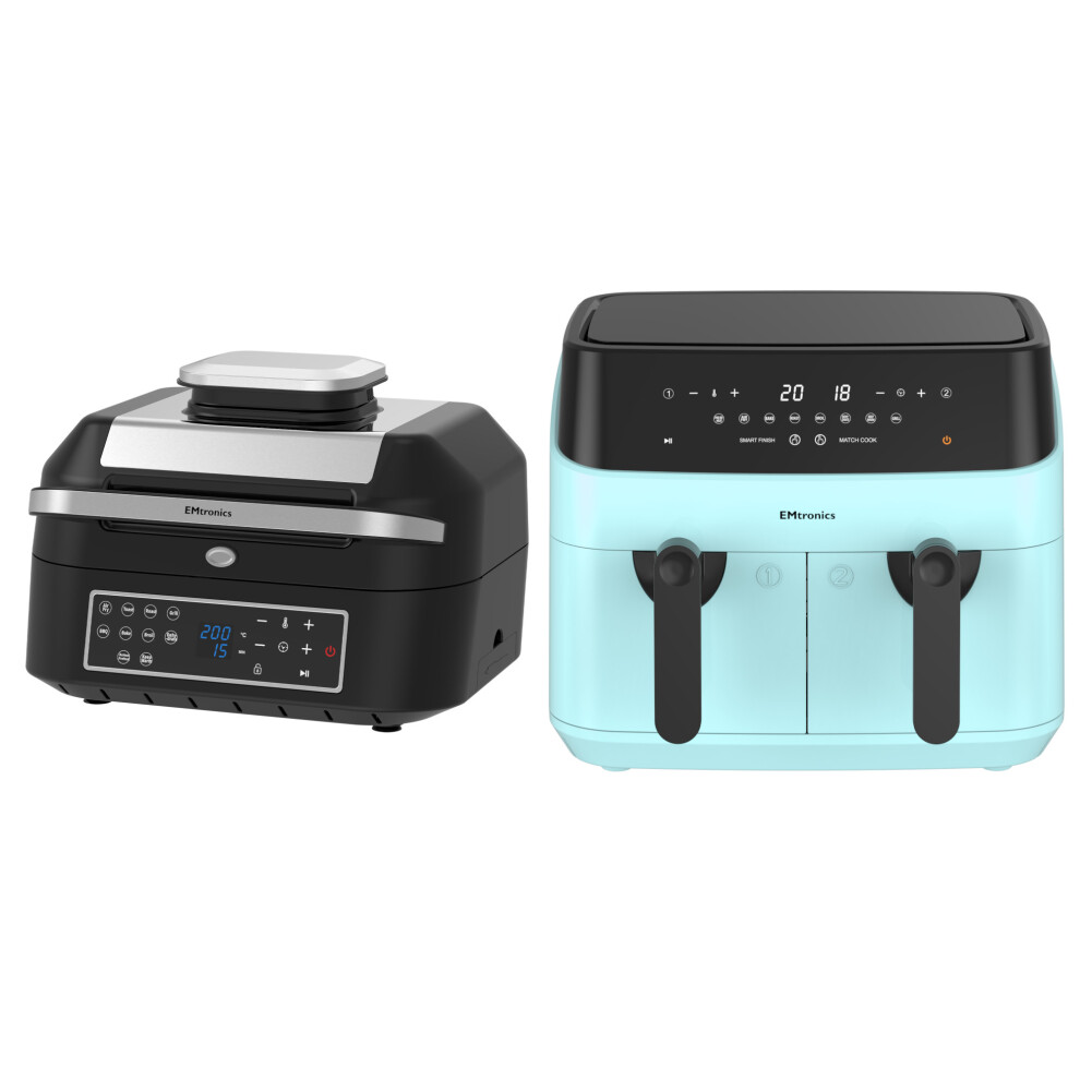 Emtronics Air Fryer 6.3 & 9 Litre Aqua Kitchen Set