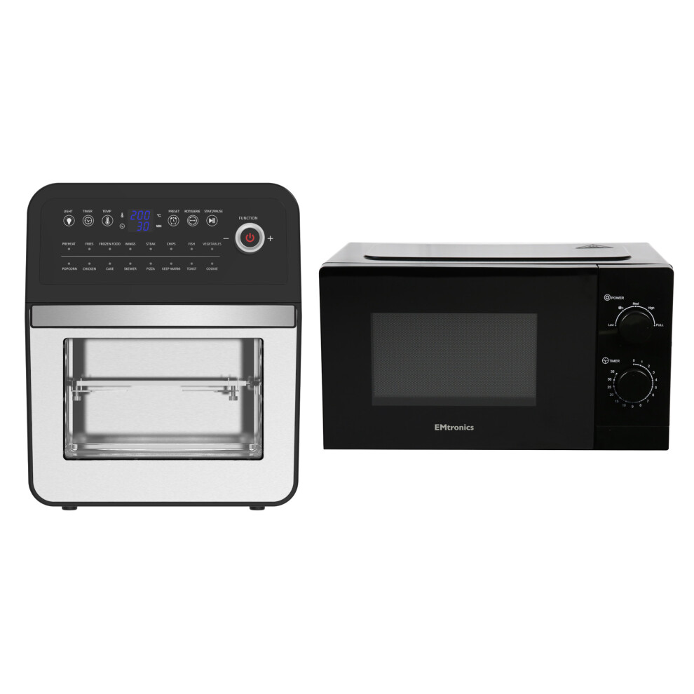 Emtronics 12L Air Fryer & 20L Microwave Kitchen Set - Black