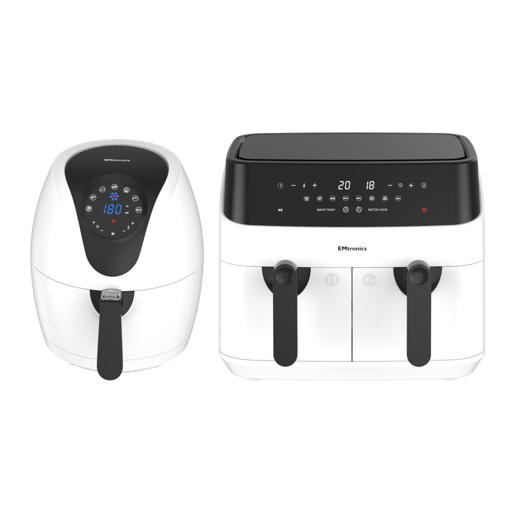 Emtronics 4.5L & 9L Air Fryer Set - White