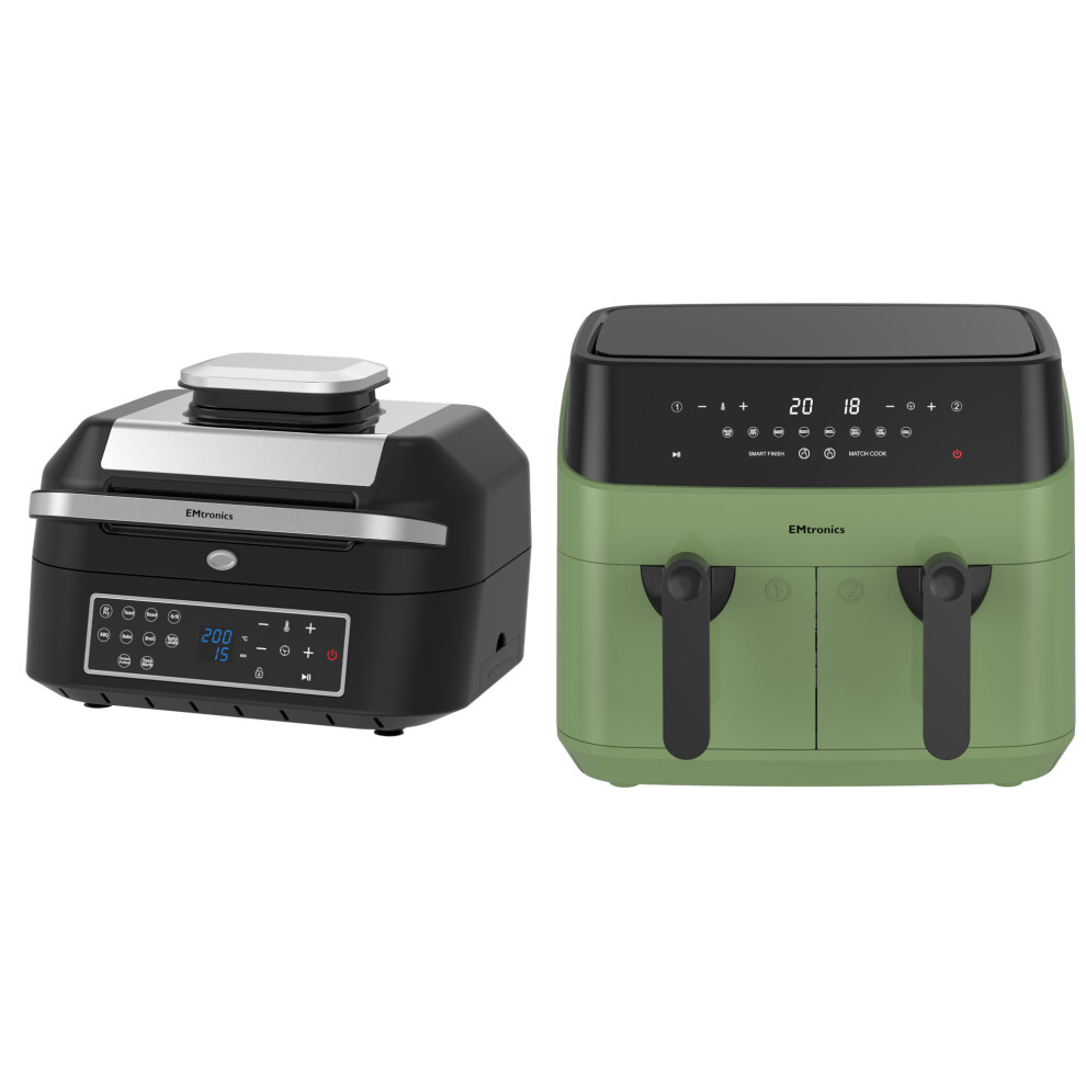 Emtronics Air Fryer 6.3 & Sage Green 9 Litre Kitchen Set