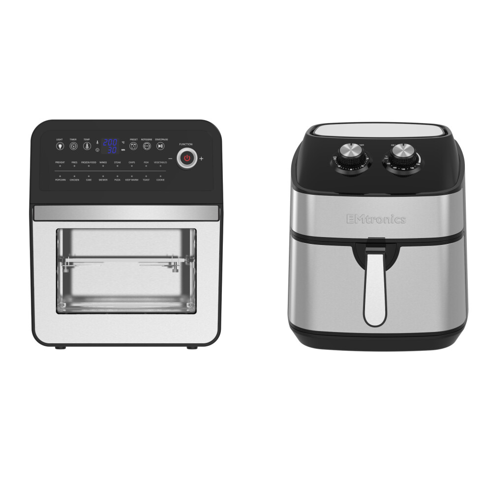 Emtronics Air Fryer Set in Silver 9L & 12L Kitchen Set