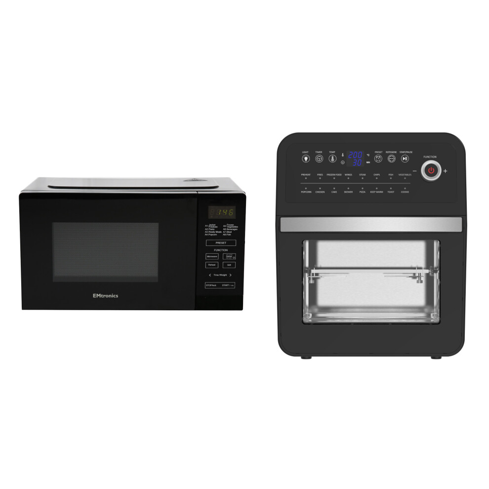 Emtronics Kitchen Set In Black 12L Air Fryer And 20L Microwave Grill