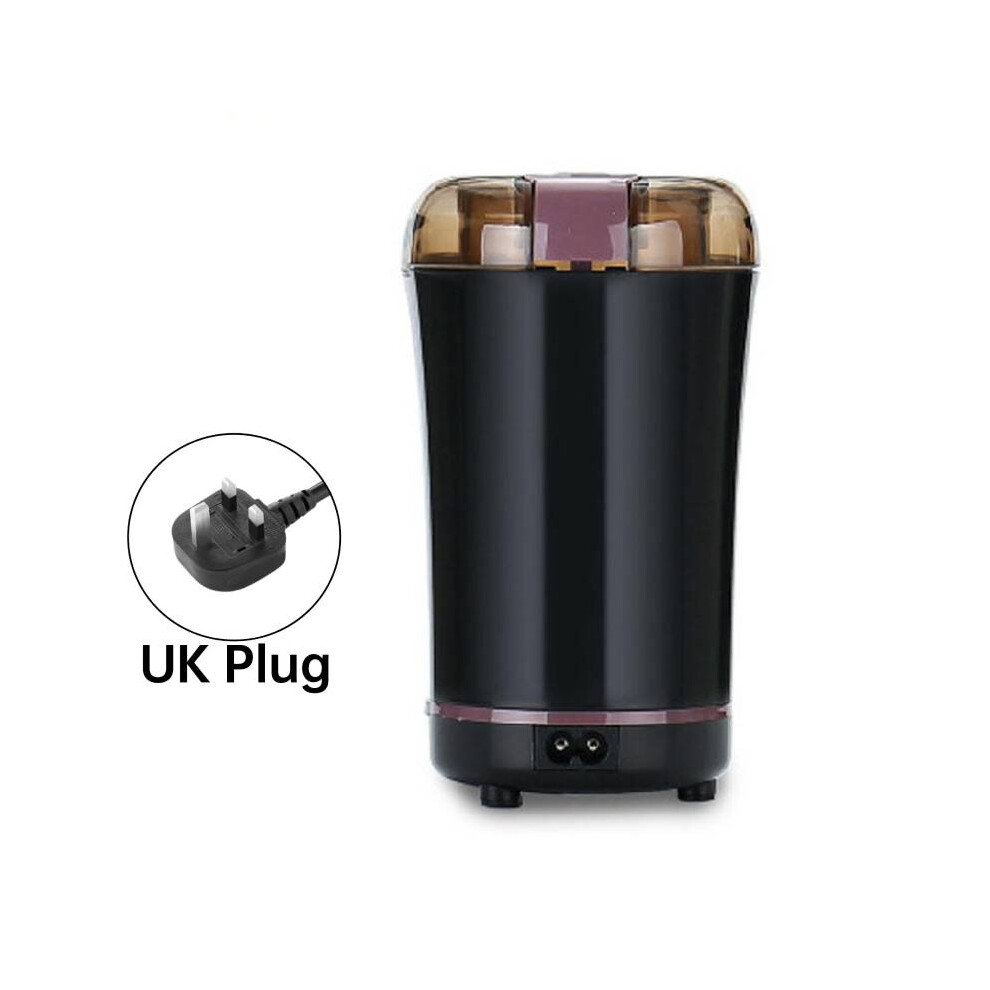 (Black UK) Coffee Electric Grinder Bean Spice Nut Mill Blender Stainless Steel Kitchen