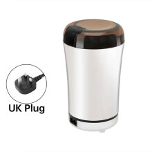 (White UK) Electric Coffee Grinder Bean Spice Nut Mill Blender Stainless Steel Kitchen
