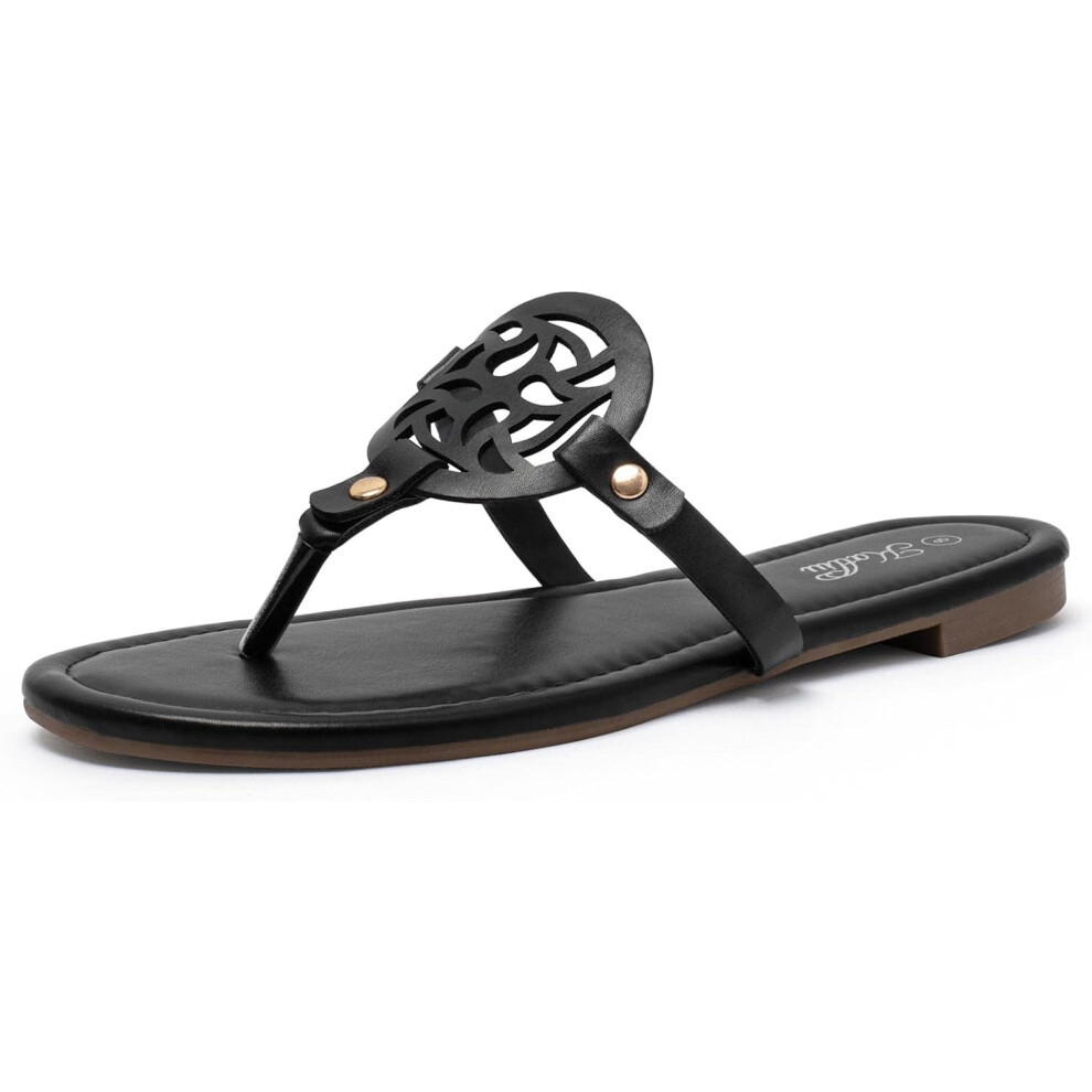 10 Black katliu Women s Flat Sandals Flip Flop Sandals Comfortable Dressy Thong Sandals on OnBuy