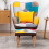Living And Home Upholstered Armchair with Footstool and Cushion 2