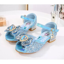 (blue, UK5,Kid,EUR23=15.5cm/6.1in Inner length)) New Girls Frozen2 Elsa Kids fashion lovely Shoes Glitter Children heels
