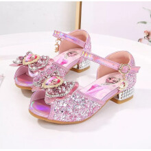 (pink, UK1,EUR34,21cm/8.26in Inner length)) New Girls Frozen2 Elsa Kids fashion lovely Shoes Glitter Children heels