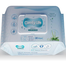 COMFY LIFE Premium Full Body Cleansing Wet Wipes For Adults Fresh-feel Rinse-free Fragrance-free Bed Bath Intimate-care Soft Sheets (1 Pack (80 Wipes)