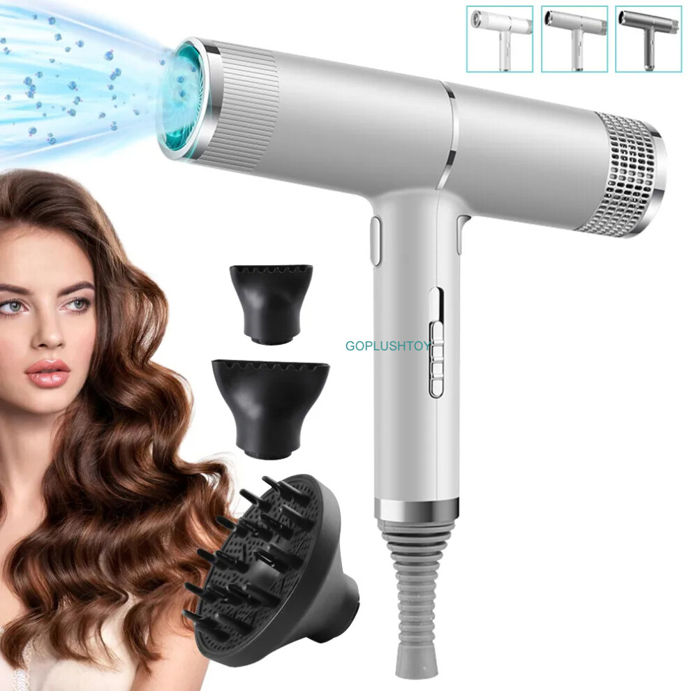 (Silver) Hair Dryer Fast Drying Negative Ionic Blow Dryer