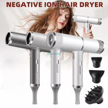 (Silver) Hair Dryer Ionic Fast Professional Styling Blower