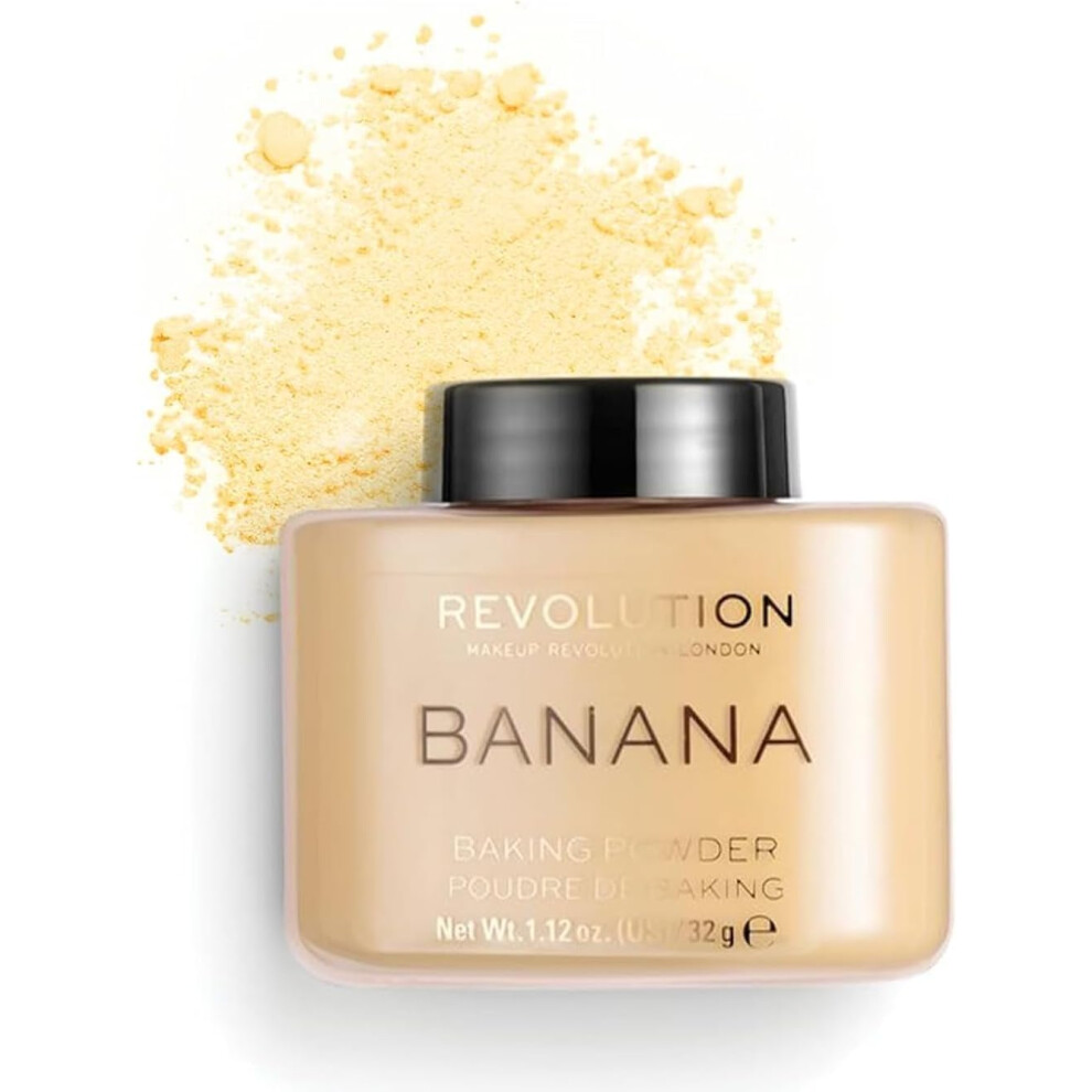Revolution Beauty London, Loose Baking Powder, Prolongs Makeup Wear, Setting Banana, For Medium Skin tones, 32g, Packaging May Vary