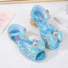 (blue, UK8,EUR26.Kids,17cm/6.69in( Inner length)) New Girls Frozen2 Elsa princess Kids fashion lovely Slippers Flat Shoes Glitter