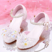 (White, 8.5 Toddler) Sparkling Rhinestone High Heels for Girls - Lightweight, Wear-Resistant, Non-Slip Dress Shoes