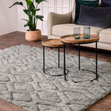 (Medium 120x170 cm (4'x5'6")) Harrison Diamond Shaggy Rug Living Room Silver Rug