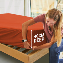 (Rust/Orange, King) Extra Deep Fitted Sheets 40cm Bedsheet Single Double King & Super King